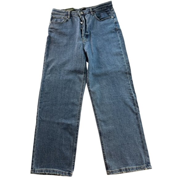 Wild Fable 14 Highest Rise Straight Denim Button Fly Cropped Jeans Blue New - Picture 1 of 7